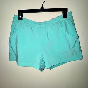 Columbia PFG Athletic Shorts in Aqua Teal with Elastic Waist